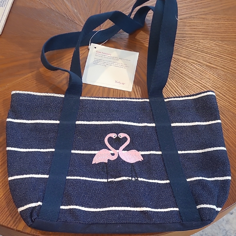 Thirty One Blue and Pink Flamingo Tote Bag